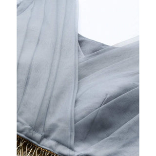 Grey color Soft Net Lehenga with Heavy Embroidery work ClothsVilla
