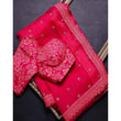 Load image into Gallery viewer, Neon Pink Organza Silk Saree with Heavy Embroidery Work ClothsVilla