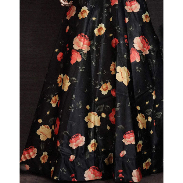 New Crop Top Lehenga with Printed Flower Design ClothsVilla