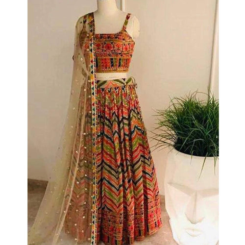Buy pelton Designer Net Embroidery Work Lehenga Choli and dupatta with  Embroidery lace and silk blouse Online at Best Prices in India - JioMart.
