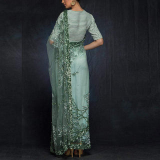 New Party Wear Sequence on Butterfly Net Saree and Printed Blouse ClothsVilla