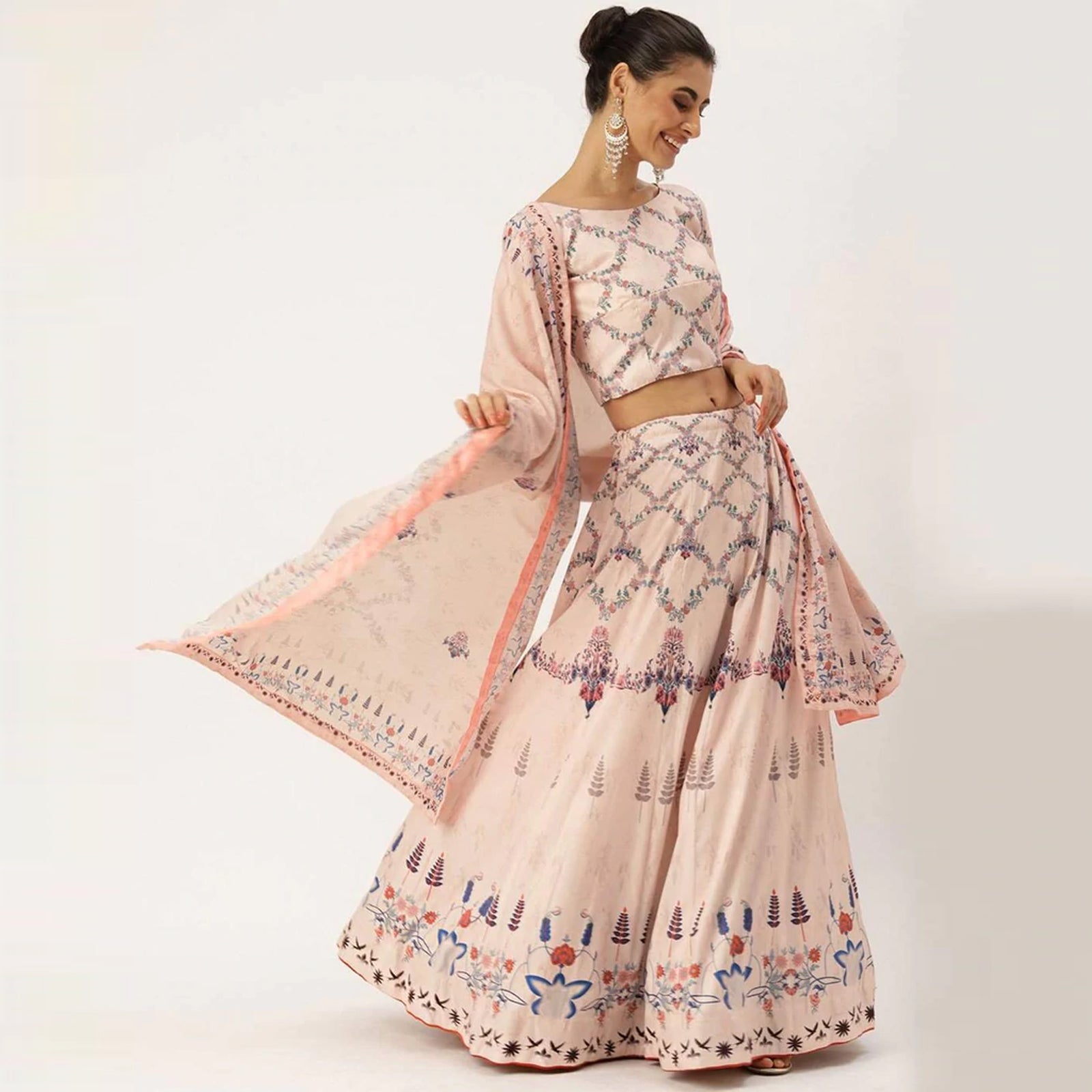 Off White Color Vaishali Silk Lehenga Choli with Maslin Dupatta ClothsVilla