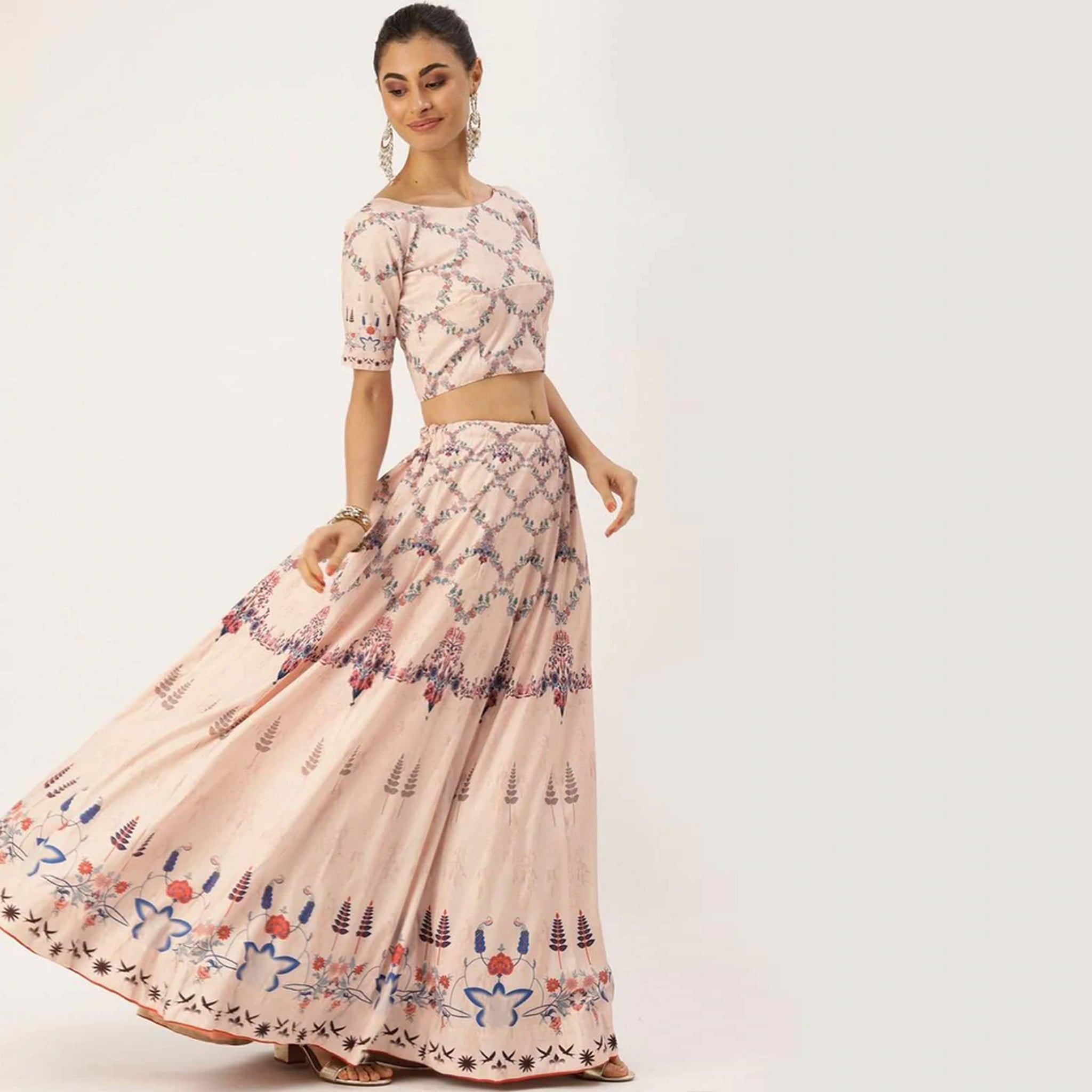Off White Color Vaishali Silk Lehenga Choli with Maslin Dupatta ClothsVilla