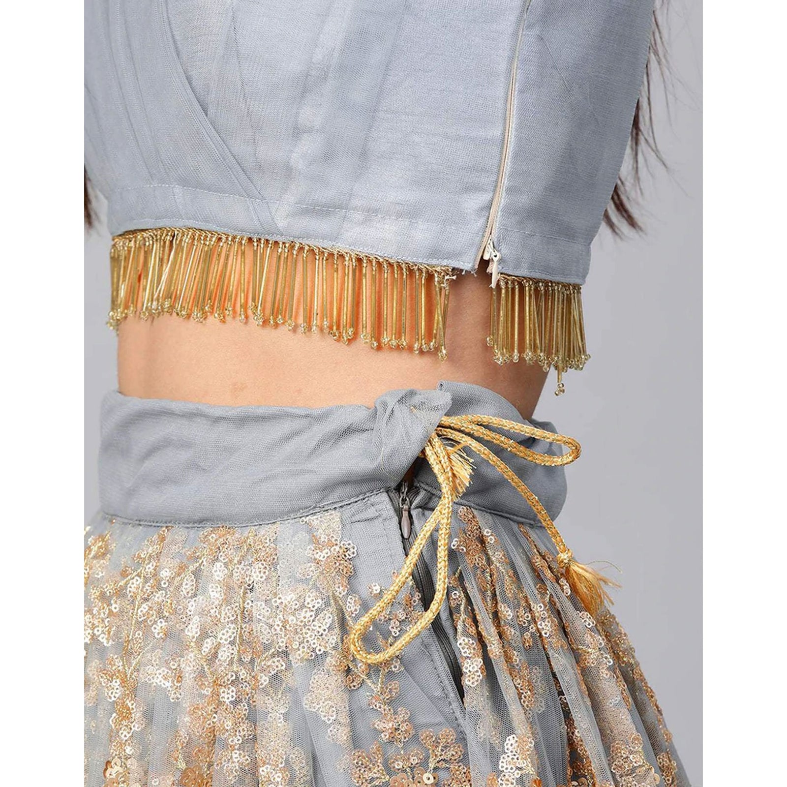 Grey color Soft Net Lehenga with Heavy Embroidery work ClothsVilla