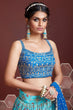 Load image into Gallery viewer, Amazing Sky Blue Digital Print Chinnon Silk Engagement Wear Lehenga Choli ClothsVilla