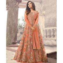Load image into Gallery viewer, Orange Color Designer Gown with Heavy Embroidery and Stone Work ClothsVilla