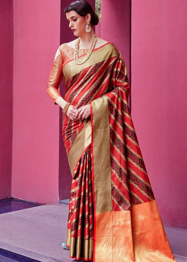 Carmine Red Woven Patola Silk Saree Clothsvilla