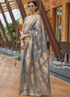 Load image into Gallery viewer, Lava Grey Zari Woven Silk Saree with Sequins work Clothsvilla