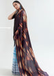 Load image into Gallery viewer, Hickory Brown &amp; Blue Satin Silk Digital Printed Saree Clothsvilla