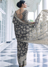 Load image into Gallery viewer, Silver Grey Lucknowi Chikankari Weaving Silk Saree Clothsvilla