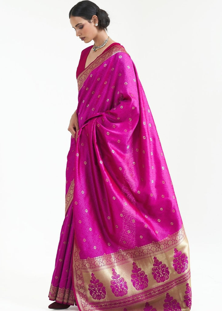 Spicy Pink Woven Kanjivaram Silk Saree Clothsvilla