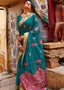 Pine Green Linen Silk Saree with Colorful Weaving work Clothsvilla