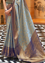 Load image into Gallery viewer, Coral Blue Zari Woven Kanjivaram Silk Saree Clothsvilla