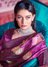 Load image into Gallery viewer, Lollipop Purple Satin Silk Saree with overall Golden Butti Clothsvilla