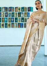 Load image into Gallery viewer, Ivory White Zari Woven Organza Silk Saree : Top Pick Clothsvilla