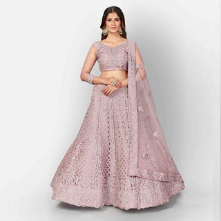 Vanilla Soft Net Thread Lehenga Choli with Sequence and Zari Work ClothsVilla