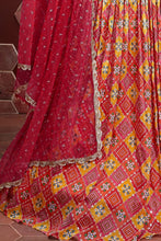 Load image into Gallery viewer, Gorgeous Red Digital Print Chinnon Silk Engagement Wear Lehenga Choli Clothsvilla
