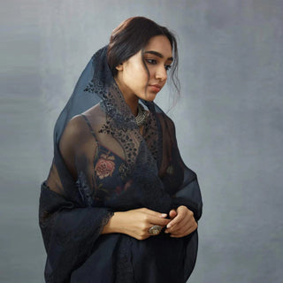 Organza Silk Saree with Beautiful Embroidery Thread Work and Silk Blouse for Wedding ClothsVilla