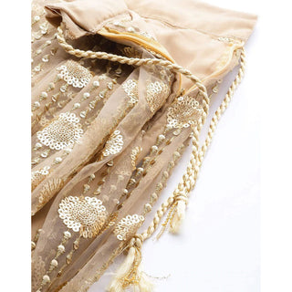 Gold color Net Lehenga with Heavy Embroidery work ClothsVilla