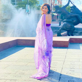 Organza Silk Saree with Beautiful Hand Silver Zari and Silk Blouse for Wedding ClothsVilla