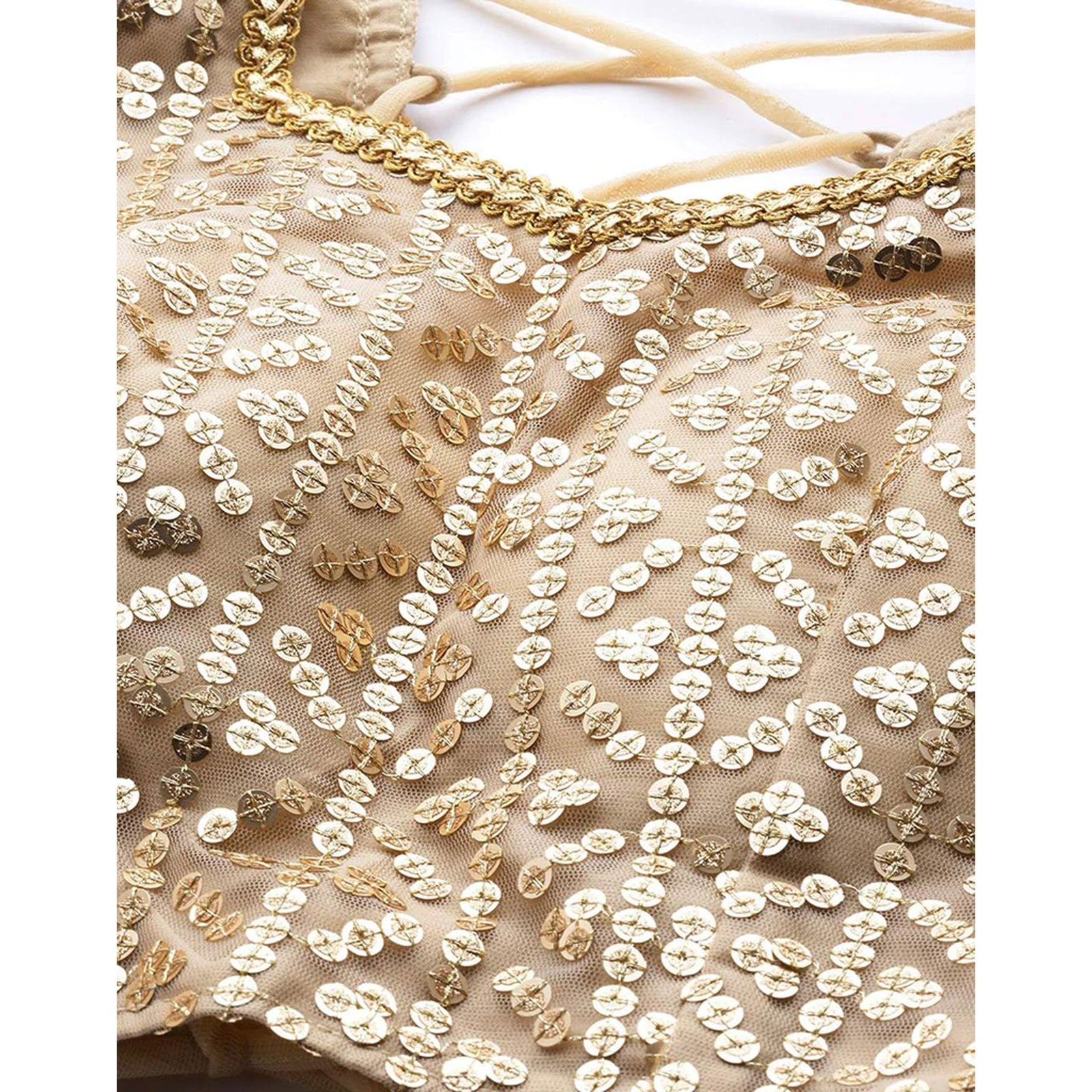 Gold color Net Lehenga with Heavy Embroidery work ClothsVilla