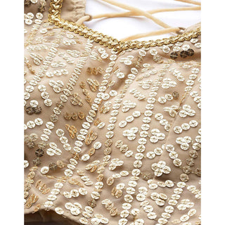 Gold color Net Lehenga with Heavy Embroidery work ClothsVilla