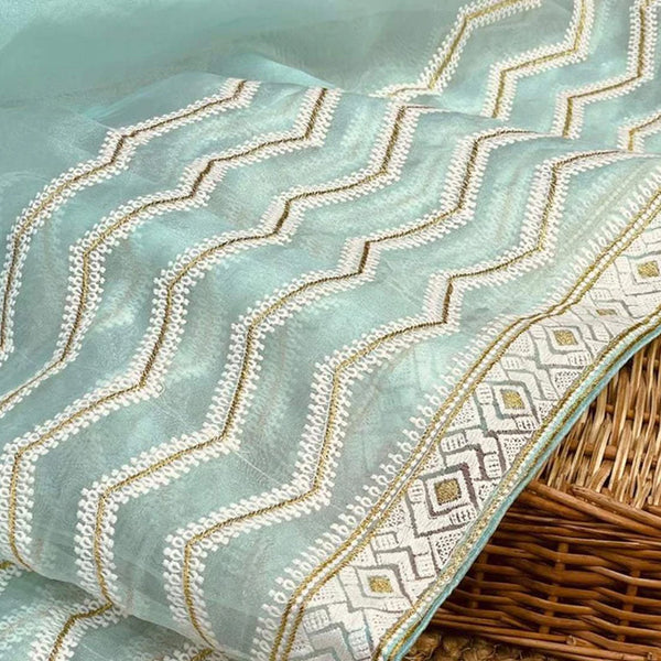 Organza Silk Saree with Beautiful Zari Work and Blouse for Wedding ClothsVilla