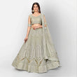 Load image into Gallery viewer, Green Lehenga Choli in Soft Net with Thread Sequence and Zari Work ClothsVilla