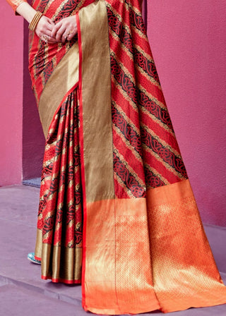 Carmine Red Woven Patola Silk Saree Clothsvilla