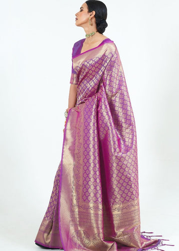 Deep Purple Woven Kanjivaram Silk Saree : Limited Edition Clothsvilla
