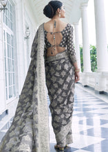 Load image into Gallery viewer, Silver Grey Lucknowi Chikankari Weaving Silk Saree Clothsvilla