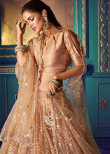 Load image into Gallery viewer, Sepia Beige Designer Soft Net Lehenga Choli with Sequin work Clothsvilla