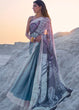Load image into Gallery viewer, Cerulean Blue and Violet Digital Printed Crepe Silk Saree Clothsvilla