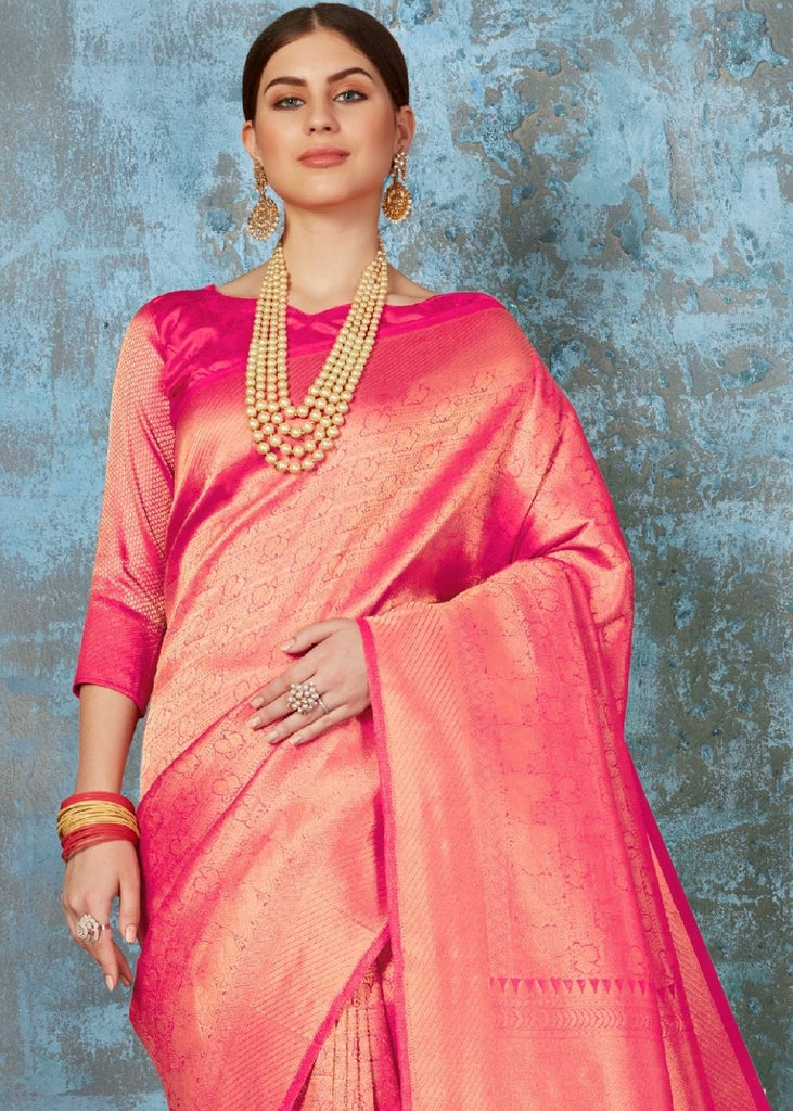 Fuscia Pink Handloom Weave Kanjivaram Silk Saree : Special Wedding Edition Clothsvilla