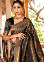 Load image into Gallery viewer, Raven Black Woven Kanjivaram Saree:Limited Edition Clothsvilla