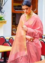 Load image into Gallery viewer, Rose Pink Designer Wear Woven Banarasi Silk Saree Clothsvilla