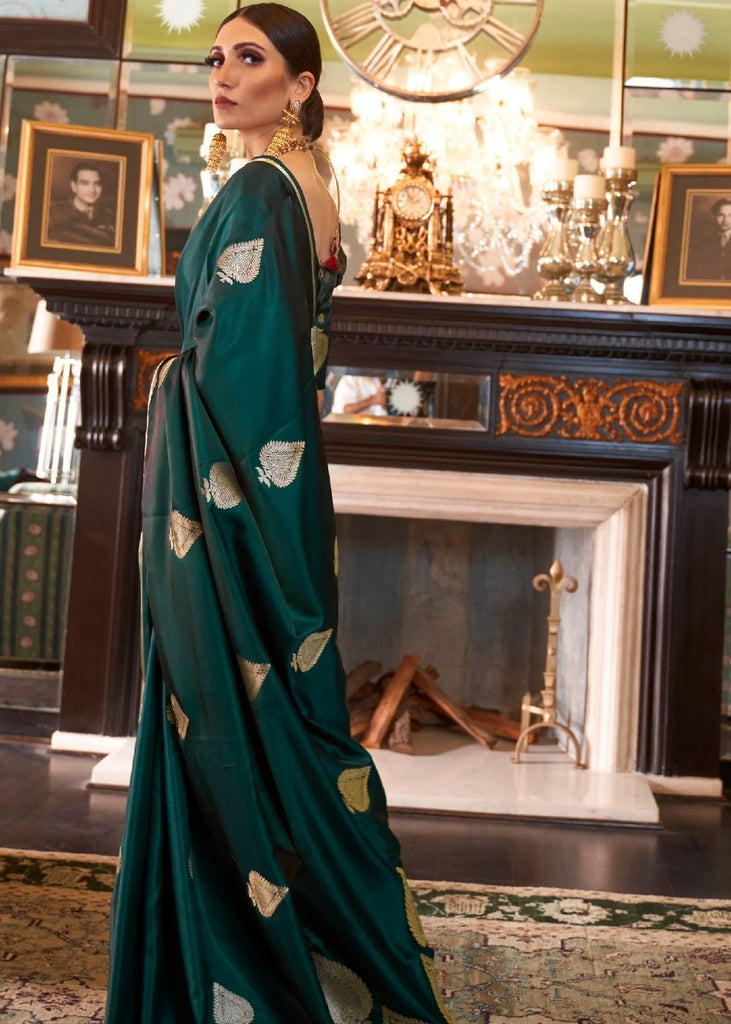 Sacramento Green Zari Butta Woven Banarasi Silk Saree : Top Pick Clothsvilla