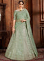 Pista Green Soft Net Lehenga Choli with Thread,Zari, Zarkan & Pearl work Clothsvilla