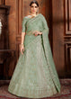 Load image into Gallery viewer, Pista Green Soft Net Lehenga Choli with Thread,Zari, Zarkan &amp; Pearl work Clothsvilla