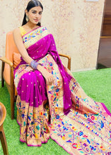 Load image into Gallery viewer, Magenta Purple Zari Woven Paithani Silk Saree Clothsvilla