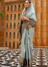 Load image into Gallery viewer, Coral Blue Zari Woven Kanjivaram Silk Saree Clothsvilla