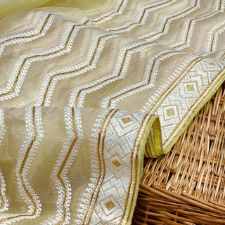 Organza Silk Saree with Beautiful Zari Work and Blouse for Wedding ClothsVilla