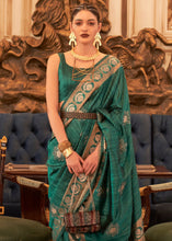 Load image into Gallery viewer, Castleton Green Woven Tussar Silk Saree with Sequins Work Clothsvilla