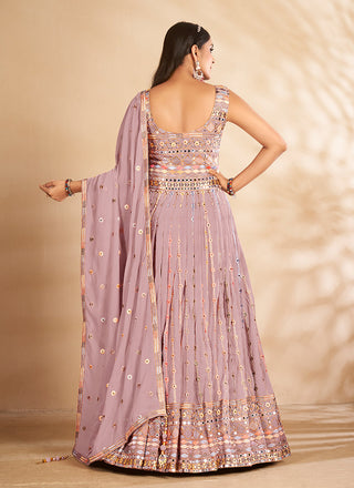 Mauve Mirror Embroidered Anarkali Gown Clothsvilla