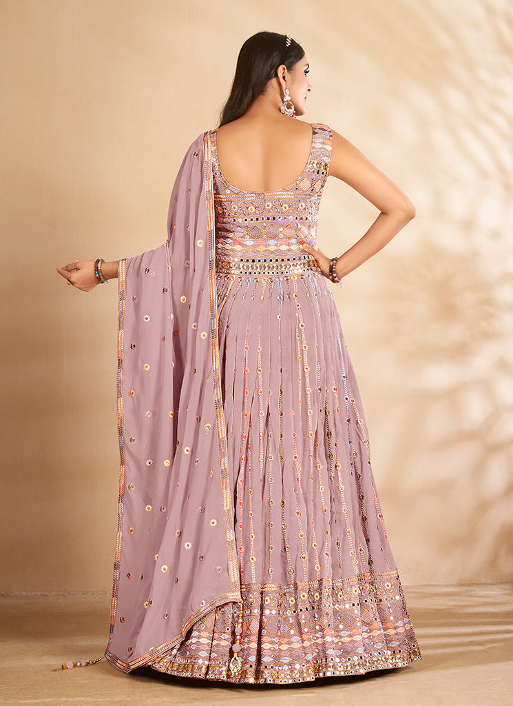 Mauve Mirror Embroidered Anarkali Gown Clothsvilla