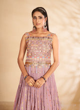 Load image into Gallery viewer, Mauve Mirror Embroidered Anarkali Gown Clothsvilla