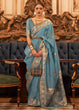 Load image into Gallery viewer, Light Pacific Blue Woven Tussar Silk Saree with Sequins Work Clothsvilla