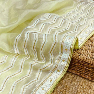 Organza Silk Saree with Beautiful Zari Work and Blouse for Wedding ClothsVilla