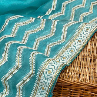 Organza Silk Saree with Beautiful Zari Work and Blouse for Wedding ClothsVilla