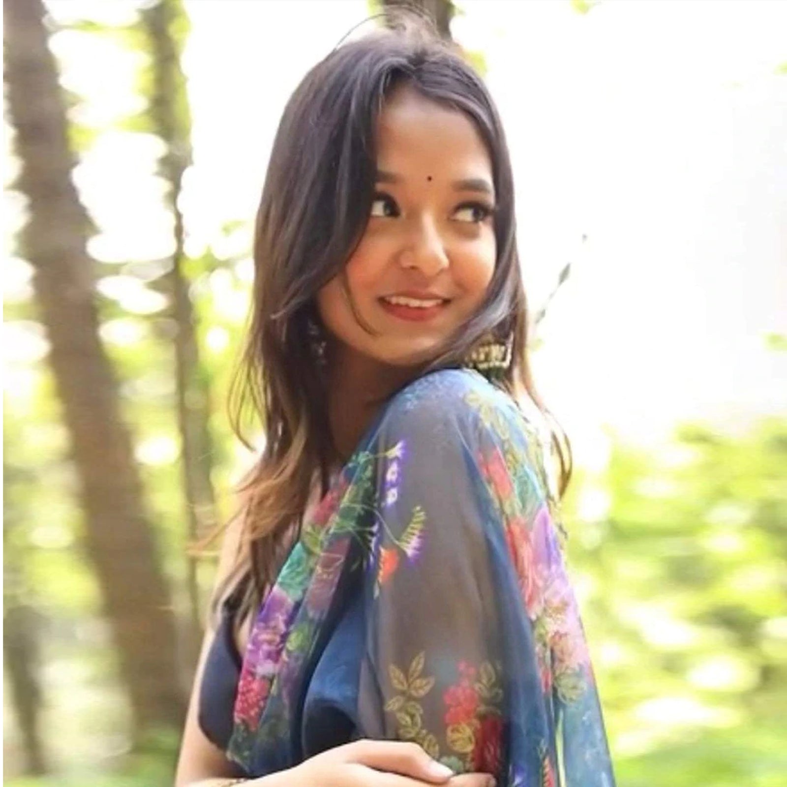 Organza Silk Saree with Digital Print and Handcrafted Khatli and Pearl Work Blouse for Wedding and Party ClothsVilla